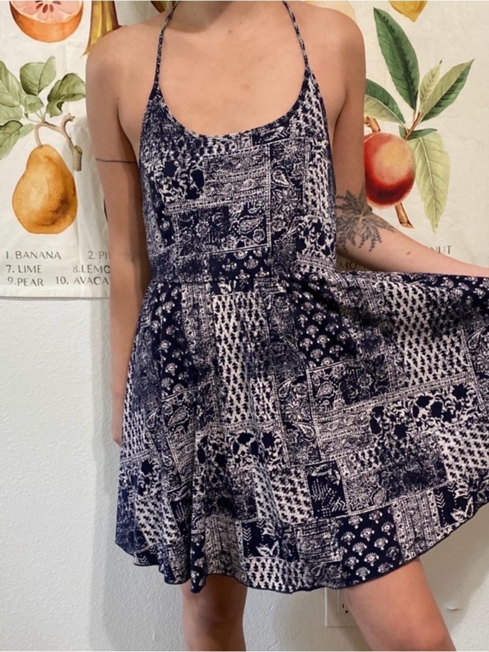Billabong Navy and White Patterned Sundress - Mini dress - summer, Beachy